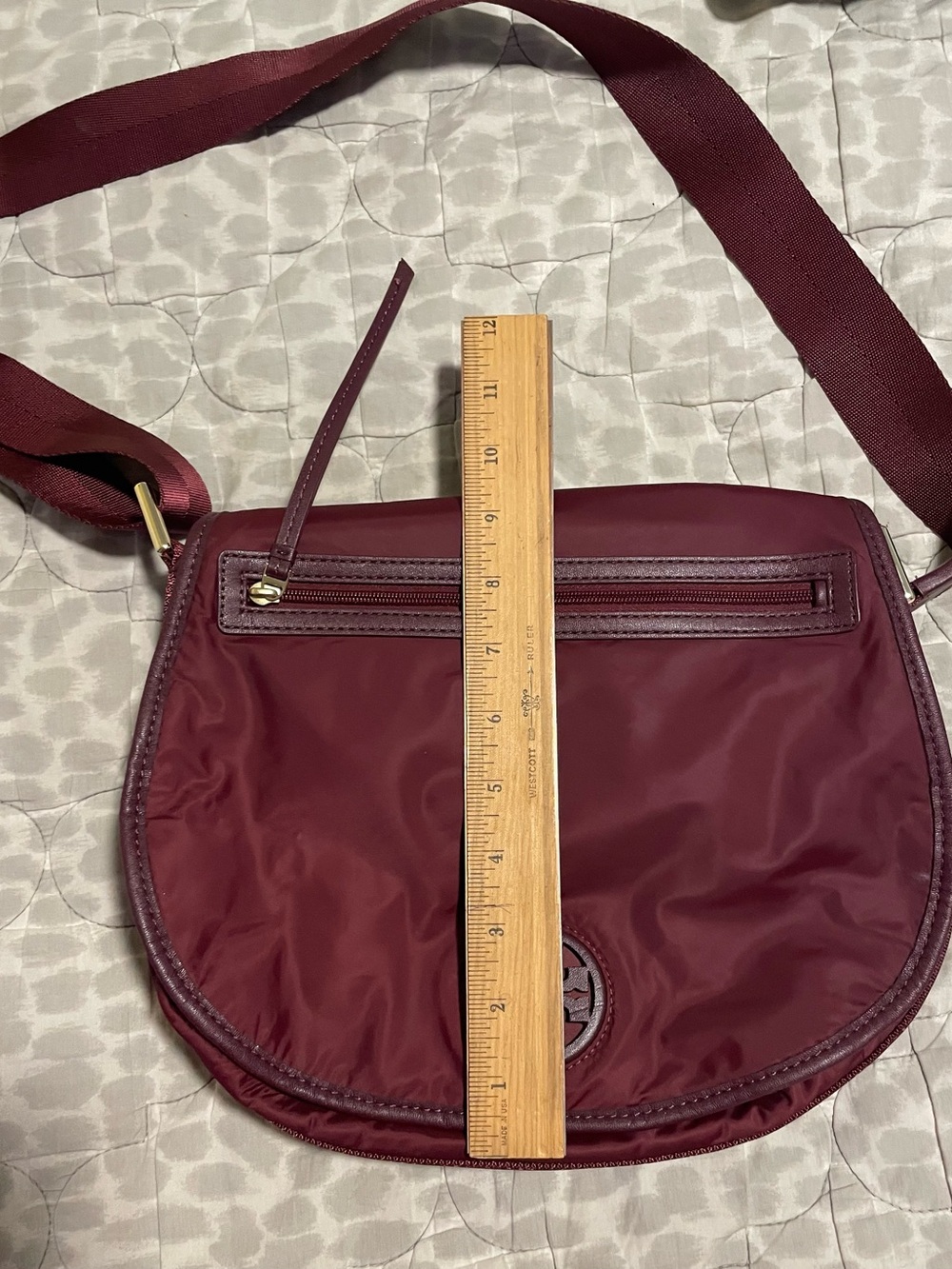 EUC Tory Burch Maroon Nylon Crossbody Bag - Picture 7 of 7